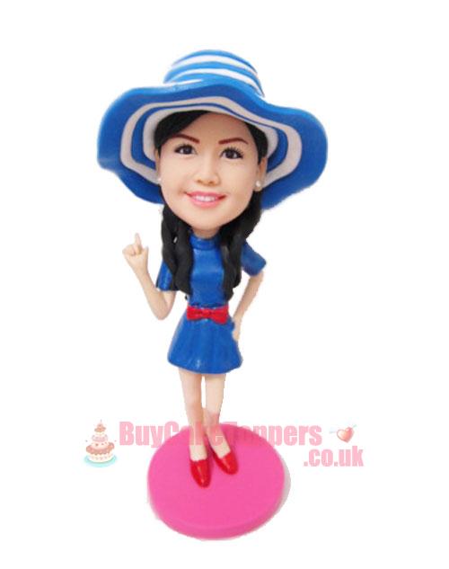 beautiful girl wears straw hat custom figurine